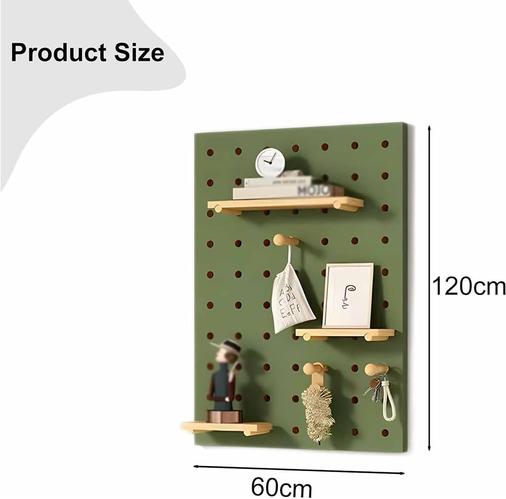 Wooden Pegboard Tool Organizer DIY Storage & Display Panel, Decorative Wall Hook Rack Combo Kit for Kitchen, Study Room, Garage,Natural,60 * 120cm