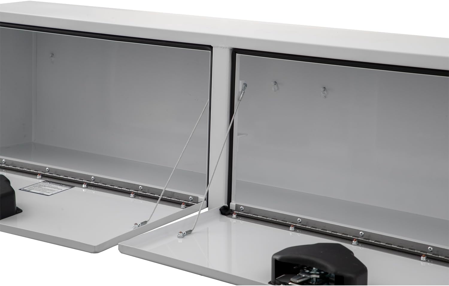 Buyers Products 1702840 White Steel Topsider Truck Box With T-Handle Latch, 16 x 13 x 72 Inch, Truck Tool Box For Storage And Organization, Lockable Tool Chest For Work Trucks