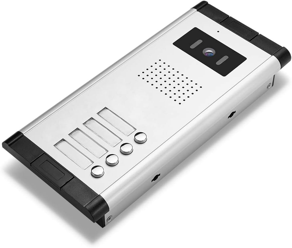 Apartment Video Intercom System, 4 Household Video Doorbell Kits, Wired 7 Inches Monitor, IR Outdoor Camera Support Monitoring, ID Unlock, 2 Way Intercom, 1- Camera and 4-Screen