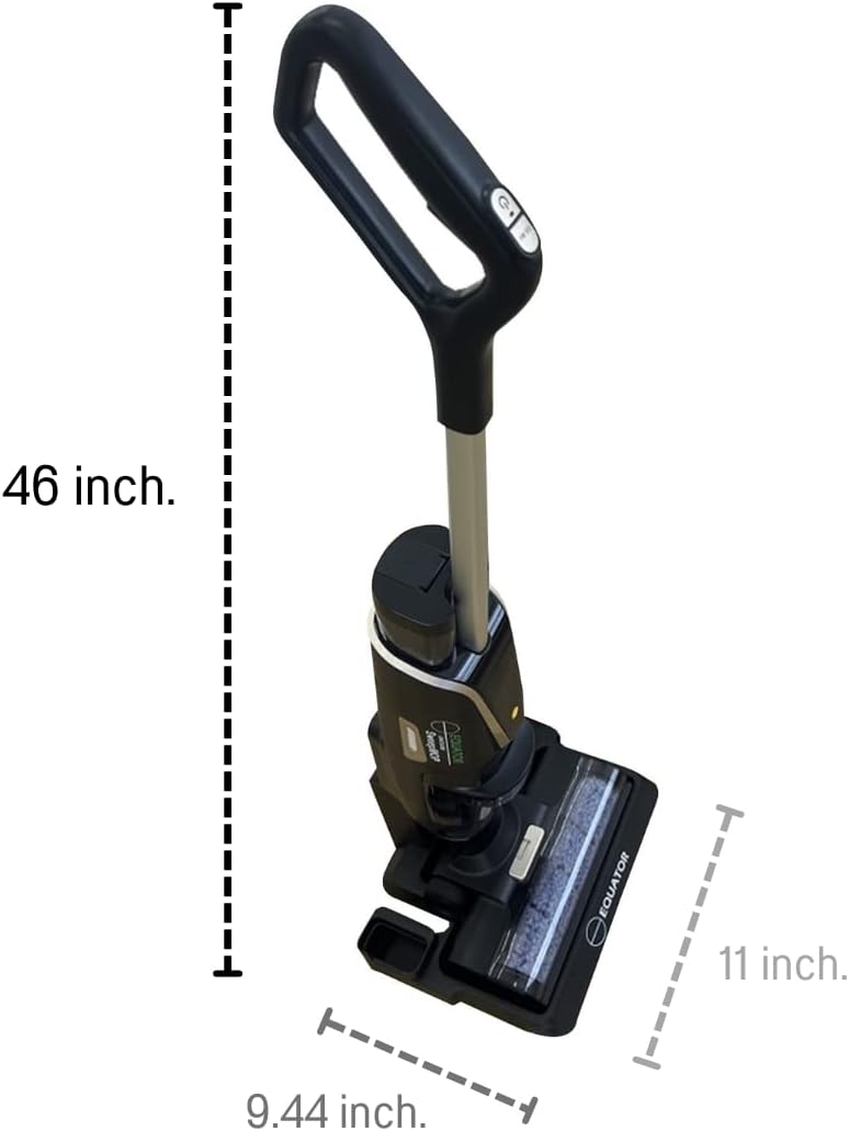 Equator Smart 3-in-1 Vacuum, Sweeper, Mop for Floor + Carpet, Self-Cleaning, Voice Prompt, 8 lbs (Black)