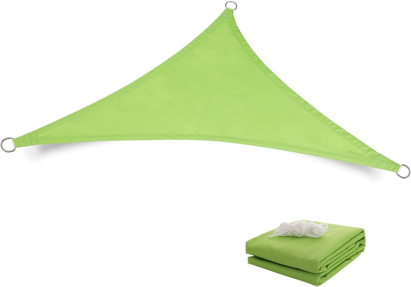 Terylene Waterproof Sun Shade Sail UV Blocker Sunshade Patio Equilateral Triangle Knitted 220 GSM Block Fabric Pergola Carport Awning 16'5''x 16'5''x 16'5'' in Color Green