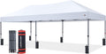 ABCCANOPY 10x20 Pop Up Canopy Tent, Easy Setup Instant Shelter with Wheeled Bag, Heavy Duty Outdoor Canopy for Beach, Market, Backyard, UV Protection, Outdoor Weather Protection (White, 10x20)