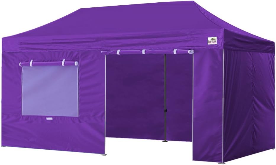 Eurmax USA Professional Pop up Canopy Wedding Party Tent Instant Outdoor Gazebo with Side Walls Aluminum Frame Commercial Grade Bonus Roller Bag(Purple)