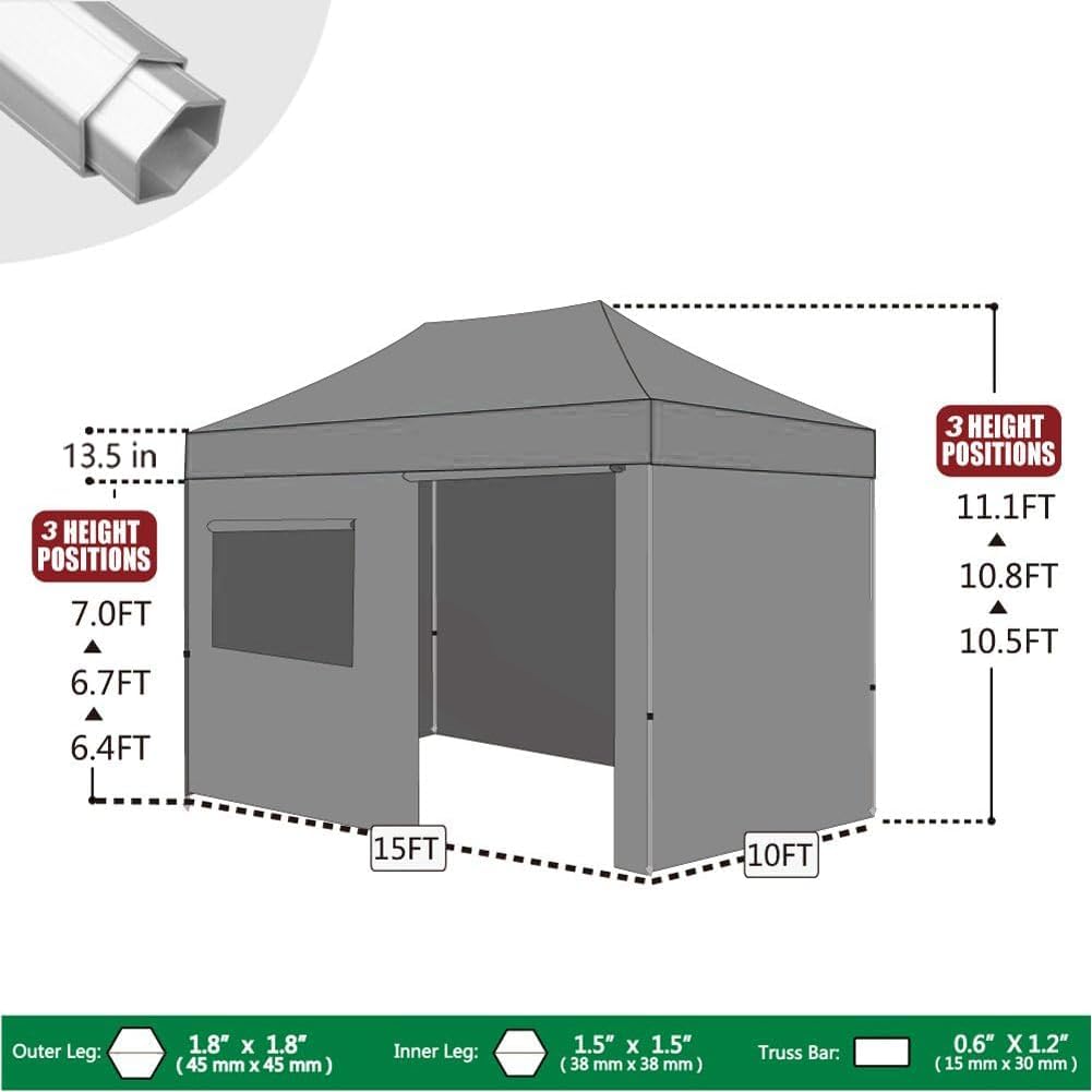 Eurmax USA Professional Pop up Canopy Wedding Party Tent Instant Outdoor Gazebo with Side Walls Aluminum Frame Commercial Grade Bonus Roller Bag(White)
