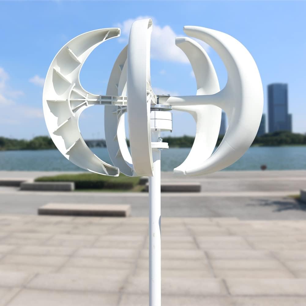 Wind Turbine Generator, 3000W Wind Turbine 12v 24v Vertical Axies Wind Generator VAWT Small Windmill Free Energy with MPPT Charge Controller Homeuse,Generator Motor(White,MPPT Controller_12V)