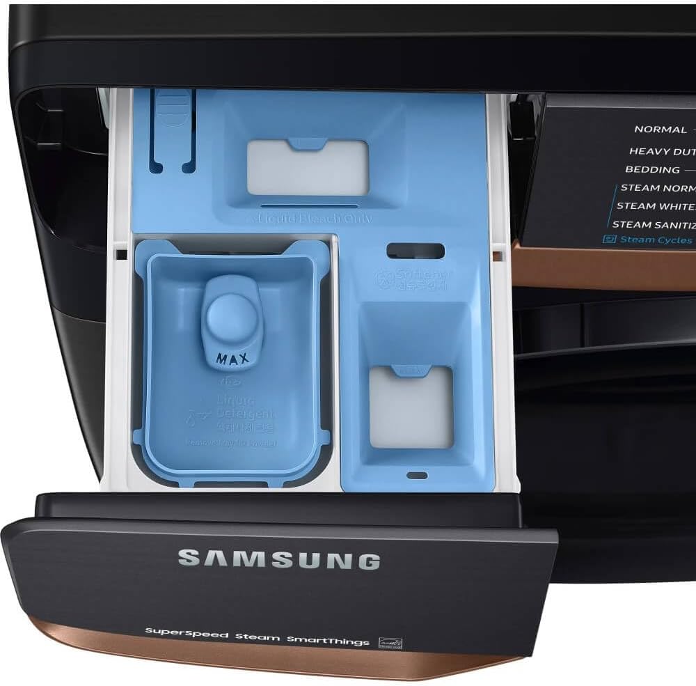 Samsung 5.0 cu. ft. Extra Large Capacity Smart Front Load Washer with Super Speed Wash and Steam, Brushed Black, WF50BG8300AVUS