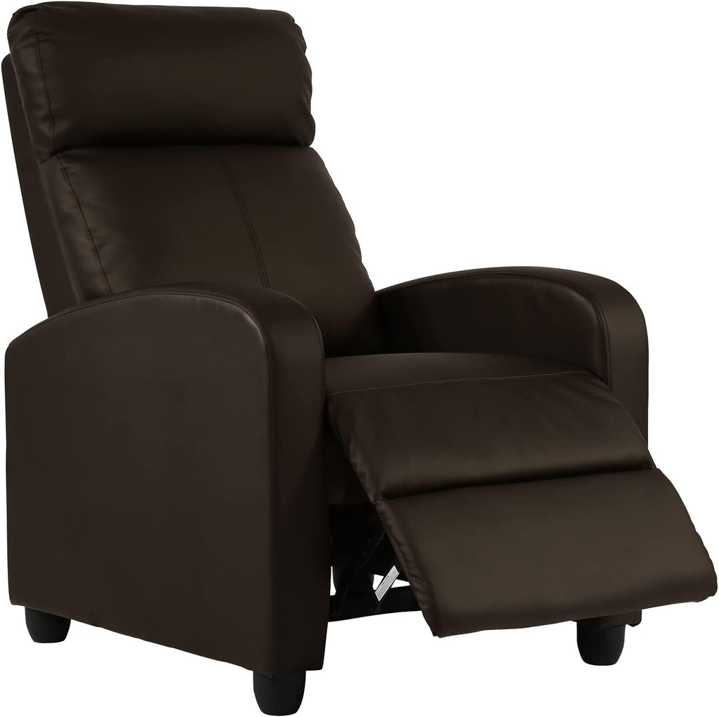 HCY Recliner Chair, Living Room Chair Furniture Home Theater Seating Glider Chairs Modern Wingback Single Sofa PU Leather with Backrest Footrest (Brown)