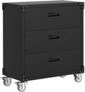 Metal Storage Cabinet with 3 Drawers on Wheels, Heavy Duty Mobile Rolling Tool Cart & Tool Chest, Lockable Utility Cabinet for Garage, Workshop, Home, Office, Warehouse, Black