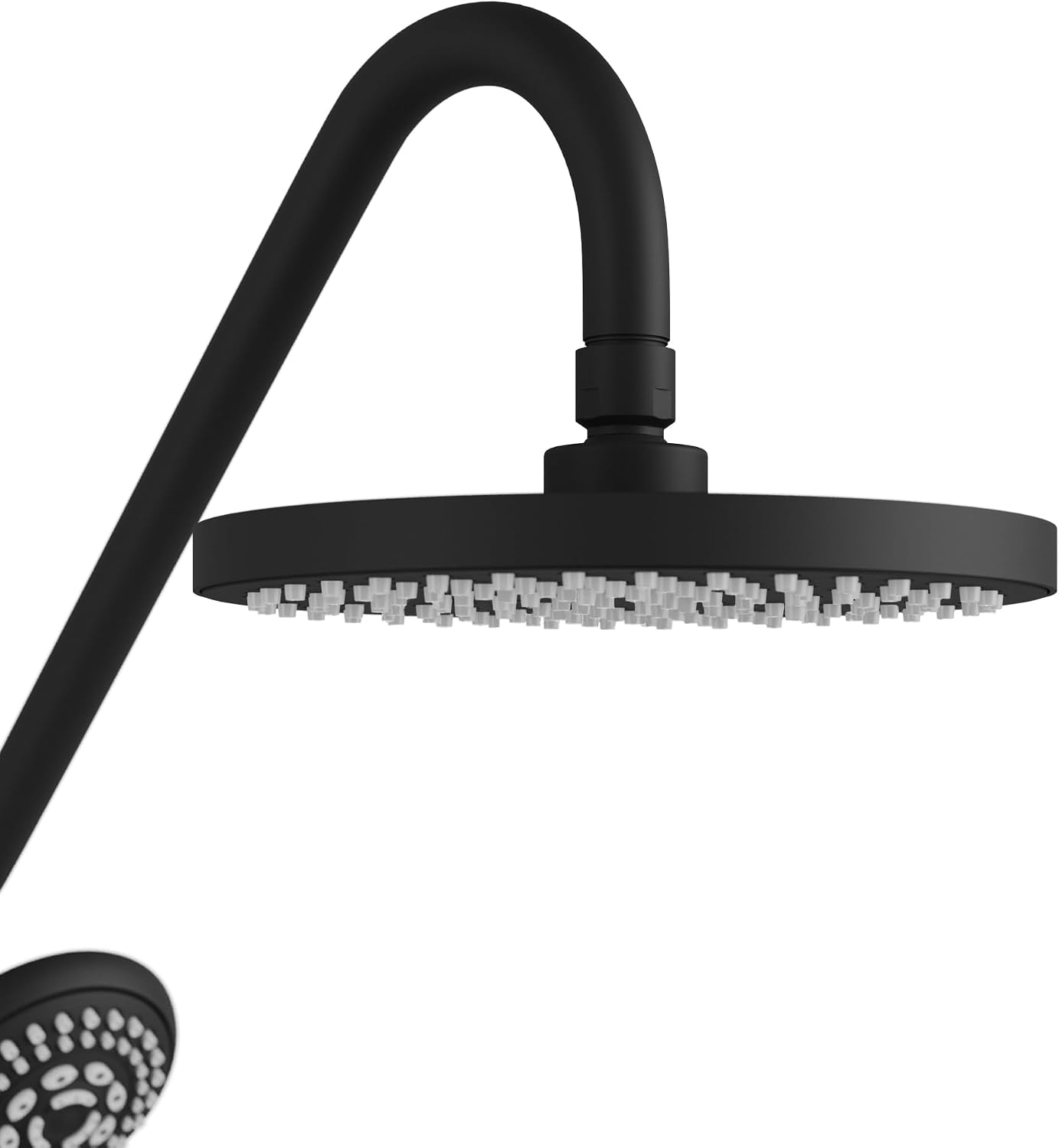 PULSE ShowerSpas Kauai III Matte Black Rain Shower Head with Handheld Spray - 1.8 GPM, 8' Showerhead, 5-Function HandShower, Adjustable Slide Bar - Shower Heads with Handheld Spray Combo