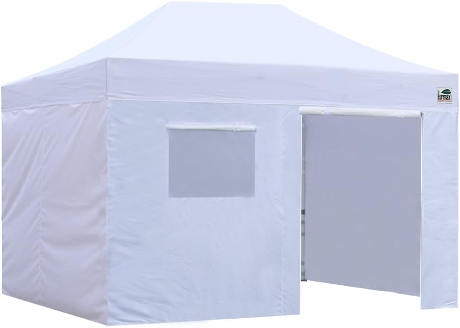 Eurmax USA Professional Pop up Canopy Wedding Party Tent Instant Outdoor Gazebo with Side Walls Aluminum Frame Commercial Grade Bonus Roller Bag(White)