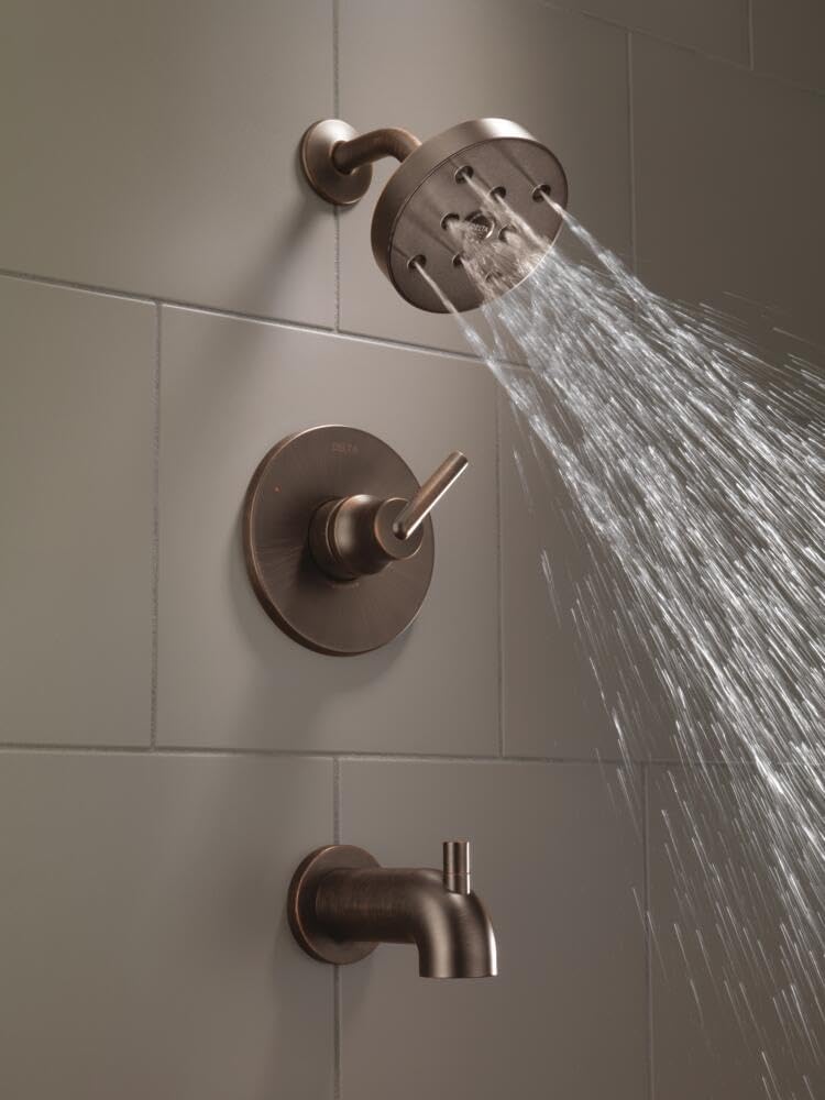 Delta Faucet Trinsic 14 Series Single-Function Tub and Shower Trim Kit with Single-Spray H2Okinetic Shower Head, Venetian Bronze T14459-RB (Valve Not Included)