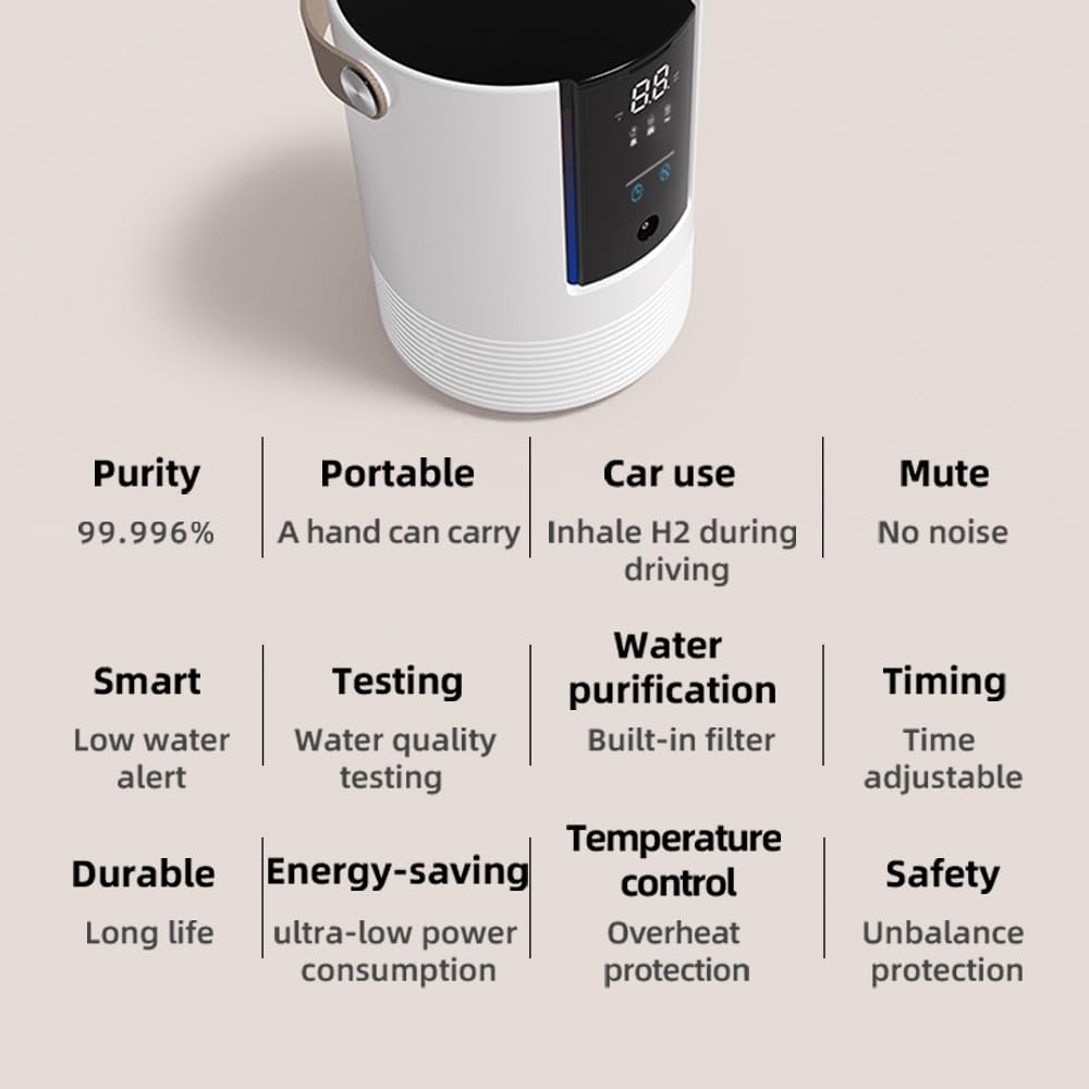 3-in-1 Hydrogen Inhalation Machine & Hydrogen Water Generator – 240 mL/min, 99.996% Ultra-Pure Hydrogen, SPE/PEM Platinum Electrodes, 4-Hour Night Mode, Portable for Home, Travel, Car Use