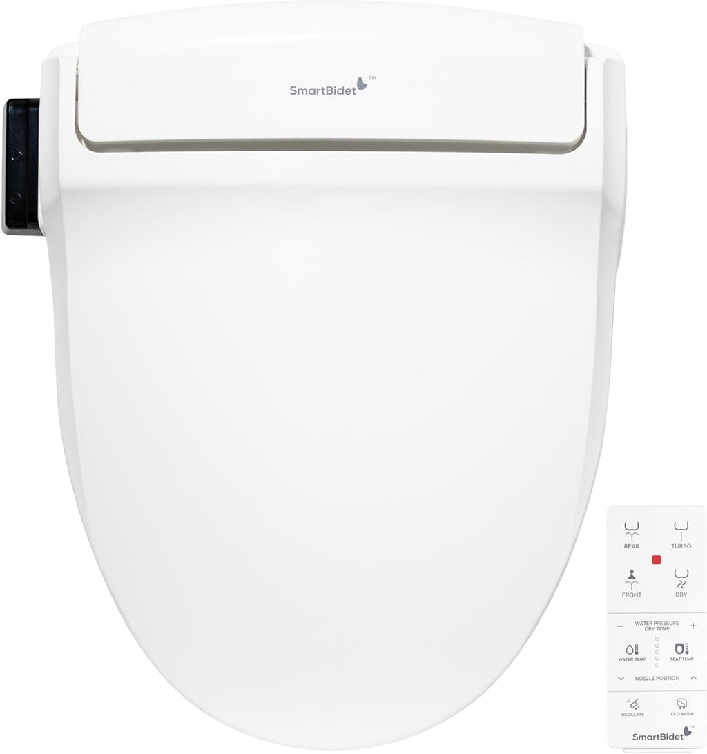 SmartBidet® SB-1000 Smart Bidet Electric Bidet Toilet Seat with Heated Seat, Warm Water, Air Dryer – Remote Control, Round