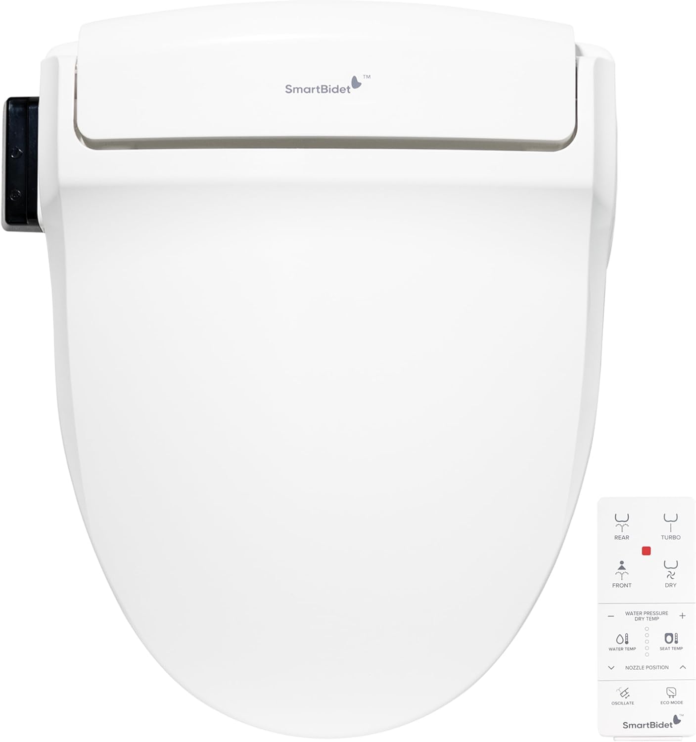 SmartBidet® SB-1000 Smart Bidet Electric Bidet Toilet Seat with Heated Seat, Warm Water, Air Dryer – Remote Control, Round