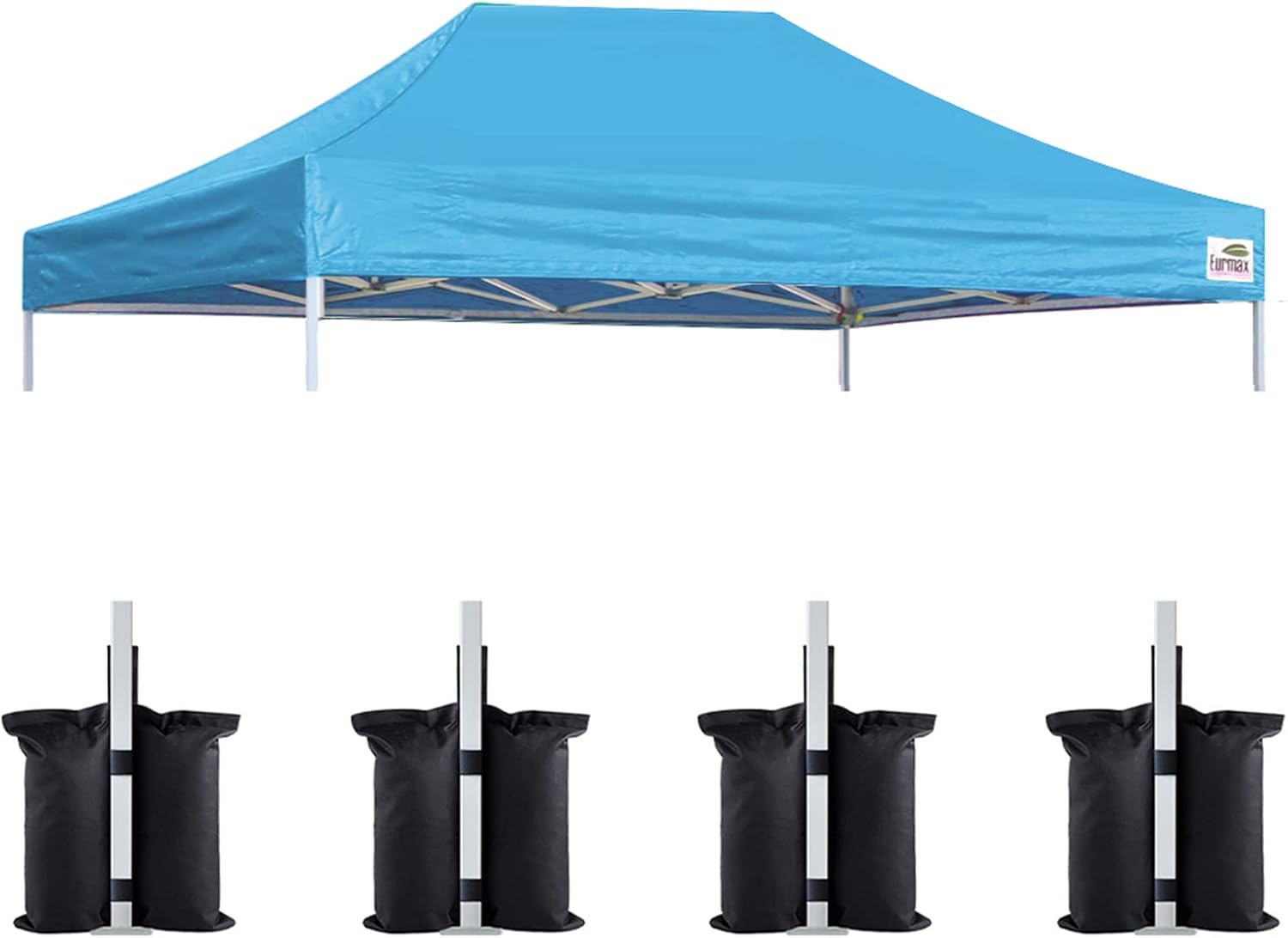 Eurmax USA 10x15 Pop Up Canopy Replacement Top,Universal Instant Canopy Cover ONLY,Heavy Duty UPF 50+ UV Protection,Water & Wind Resistant Tarp,30+ Colors Available,Bonus 4 Sand Bags (Sky Blue)