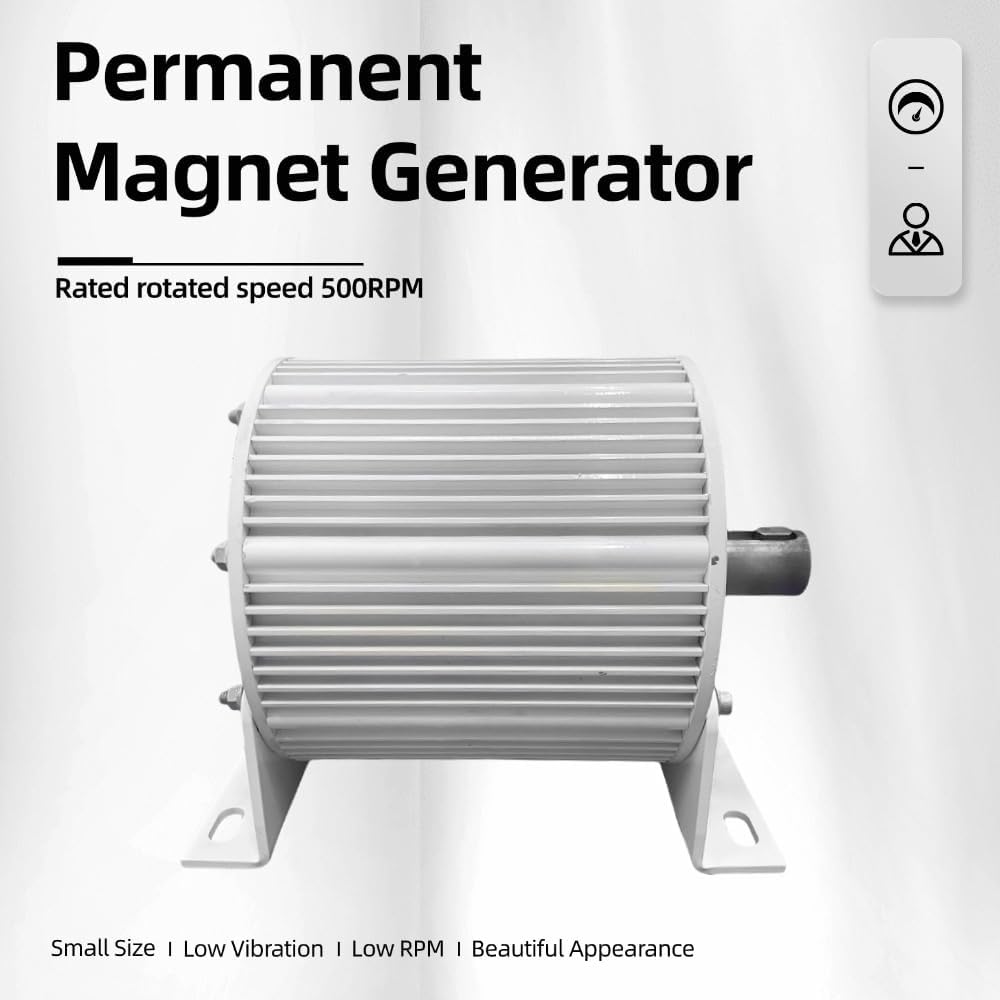 3000W Gearless Permanent Magnet Generator With Base 48V 96V 110V 220V 3 Phase AC Alternator For DIY Water Wind Turbine Generator (120V)