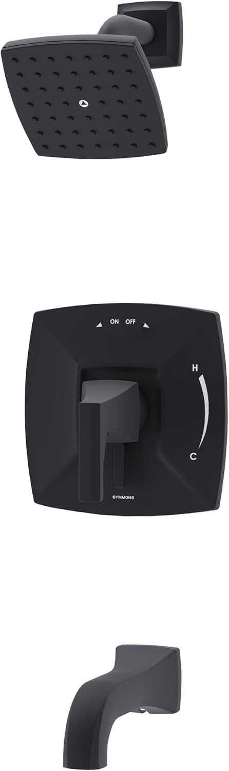 Symmons Oak HydroMersion Single Handle Tub and Shower Faucet Trim Kit with Volume Control in Matte Black - S5692MB15TRM
