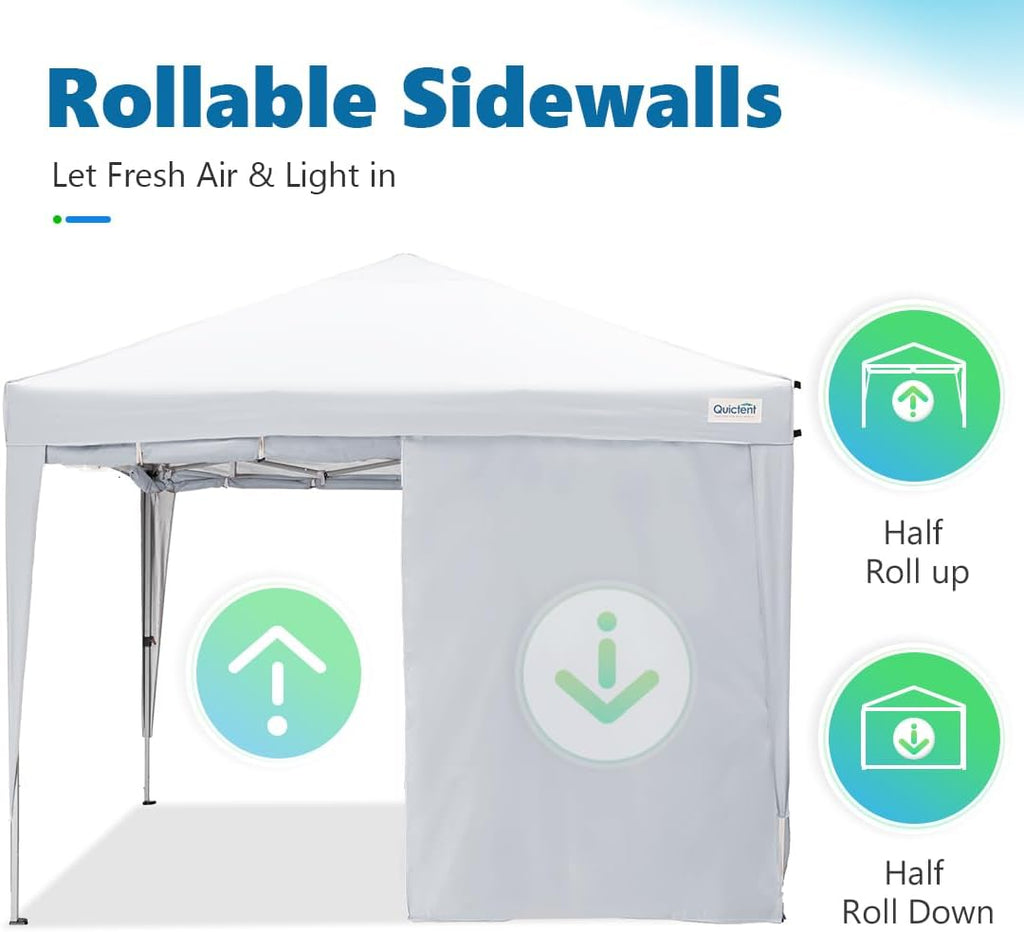 Quictent Easy Pop up Canopy Tent 10'x10' with 4 Detachable Window Sidewalls, One Person Setup, Waterproof Outdoor Portable Vendor Event Tent Shelter Enclosed, Wheeled Bag Included