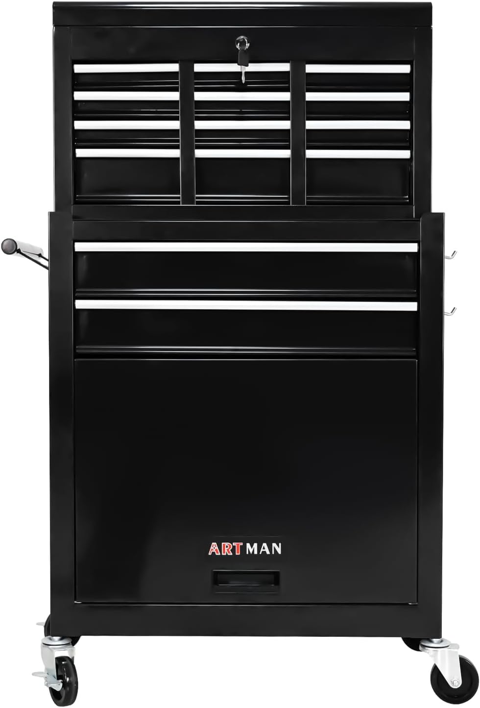 Rolling Tool Chest with Wheels, 8-Drawer Steel Tool Storage Cabinet with Lockable Top, Heavy-Duty Mobile Tool Box Organizer for Garage, Workshop & Job Site
