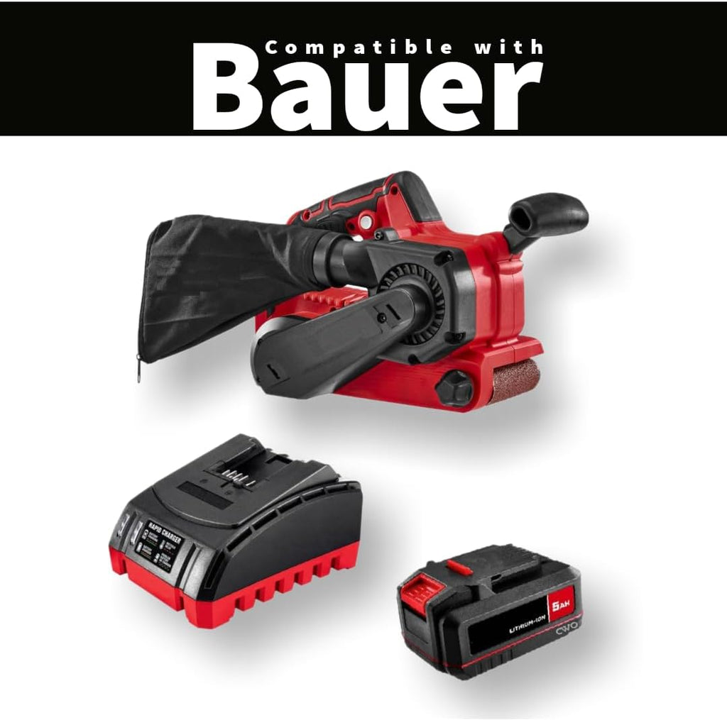 Generic NEW! 20-Volt Lithium-Ion Cordless Combo Kit (Complete Power Tool Bundle) with 20V Brushless Cordless 3 in. x 18 in. Belt Sander, 20V 5Ah Battery & 20V Rapid Charger - Fits All BAUER 20V Tools