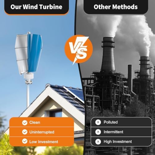 3000W-6000W Quiet Vertical Axis Wind Turbine Kit, 12V 24V 48V Dual Blade Wind Power Generator with Controller for Efficient Wind & Solar Energy Solutions