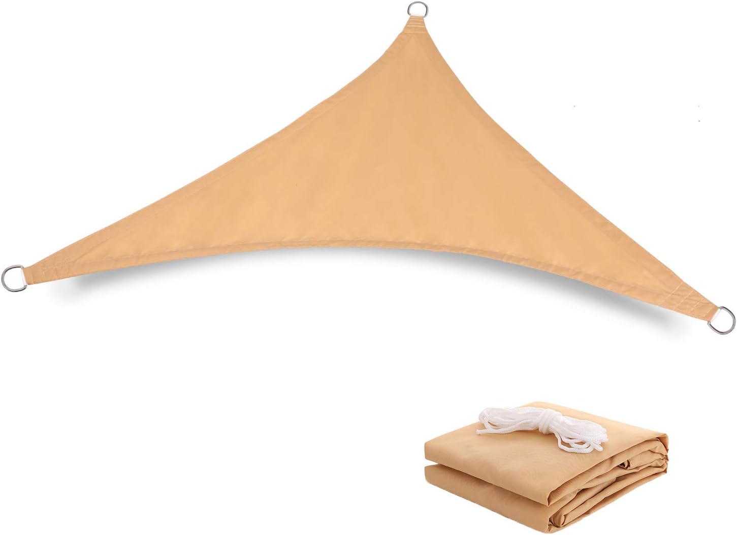 Sun Shade Sail Waterproof,UV Block Sand Triangle 12' x 12' x 12' Shade Sails,for Outdoor Pergola Carport Awning Yard Activities