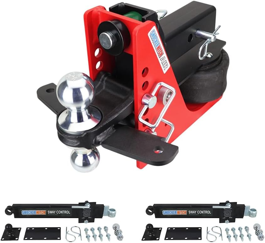Shocker Air Hitch Sway Control Towing Kit - Fits 2-1/2' Hitch - Chrome Combo 2' & 2-5/16' Balls - 2 Sway Bar Kits - 14,000 lbs
