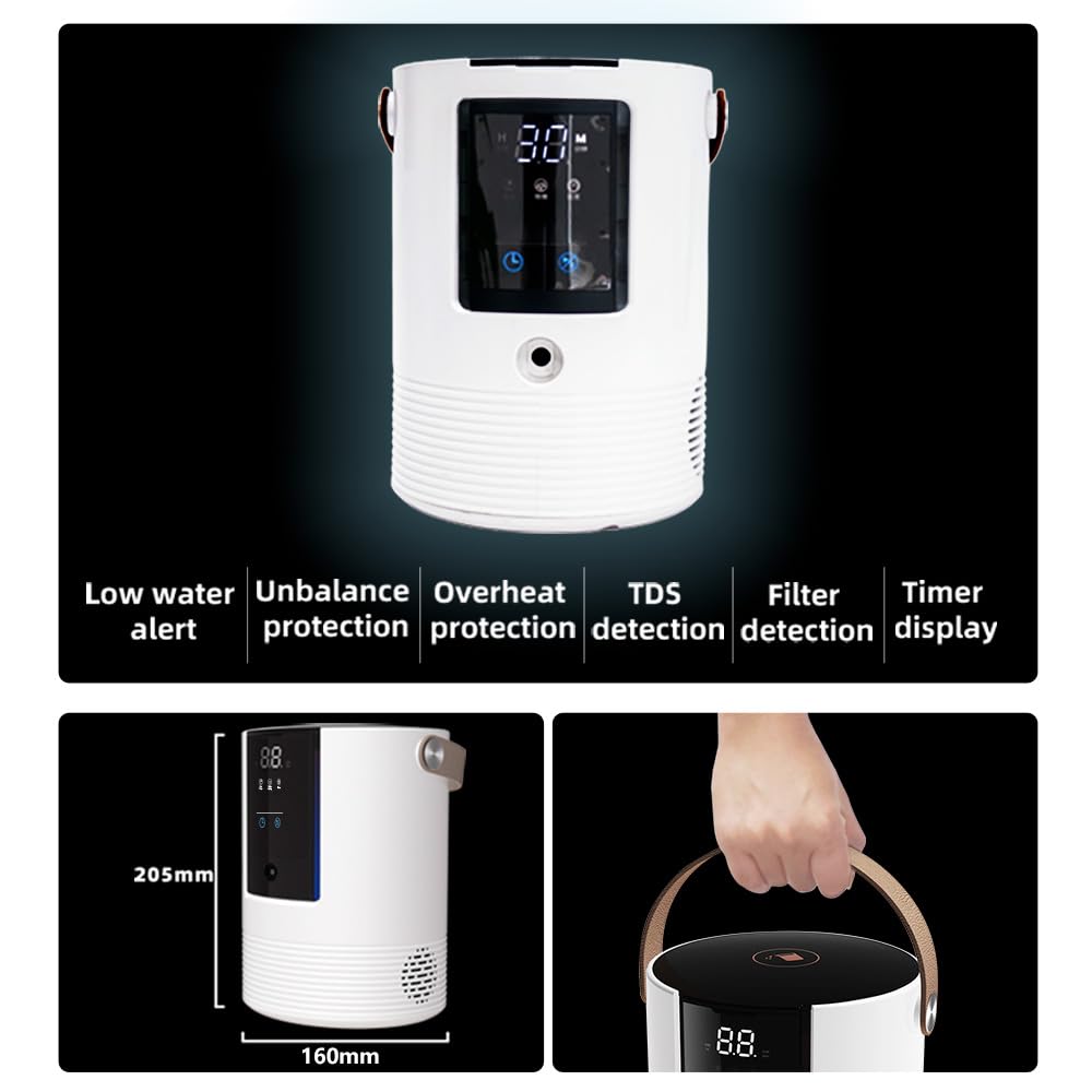 3-in-1 Hydrogen Inhalation Machine & Hydrogen Water Generator – 240 mL/min, 99.996% Ultra-Pure Hydrogen, SPE/PEM Platinum Electrodes, 4-Hour Night Mode, Portable for Home, Travel, Car Use