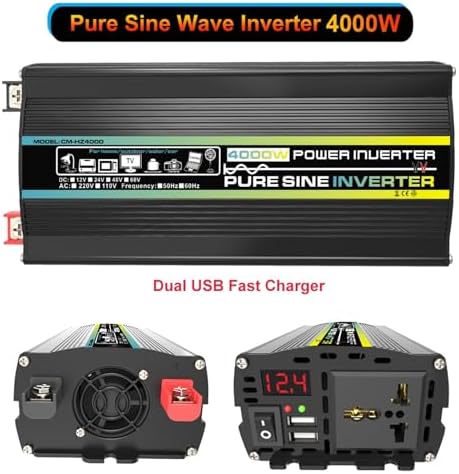 3000W/4000W 12V to 110V/220V Complete Solar Inverter Kit with 50A Controller & 50W 12V Solar Panel - Home Grid System Solar Generator (800W, 12V-220V)
