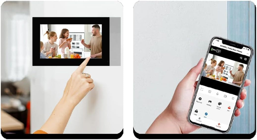 Video Doorbell with 7-inch LCD Monitor, Call Button Tuya WiFi Intercom Kit Smart Video Door Phone System 1080P 4-Wired Doorbell Camera Full Touch Monitors for Villa Home (Silvery)