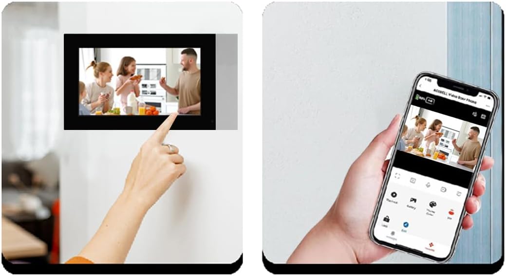 Video Doorbell with 7-inch LCD Monitor, Call Button Tuya WiFi Intercom Kit Smart Video Door Phone System 1080P 4-Wired Doorbell Camera Full Touch Monitors for Villa Home (Silvery)