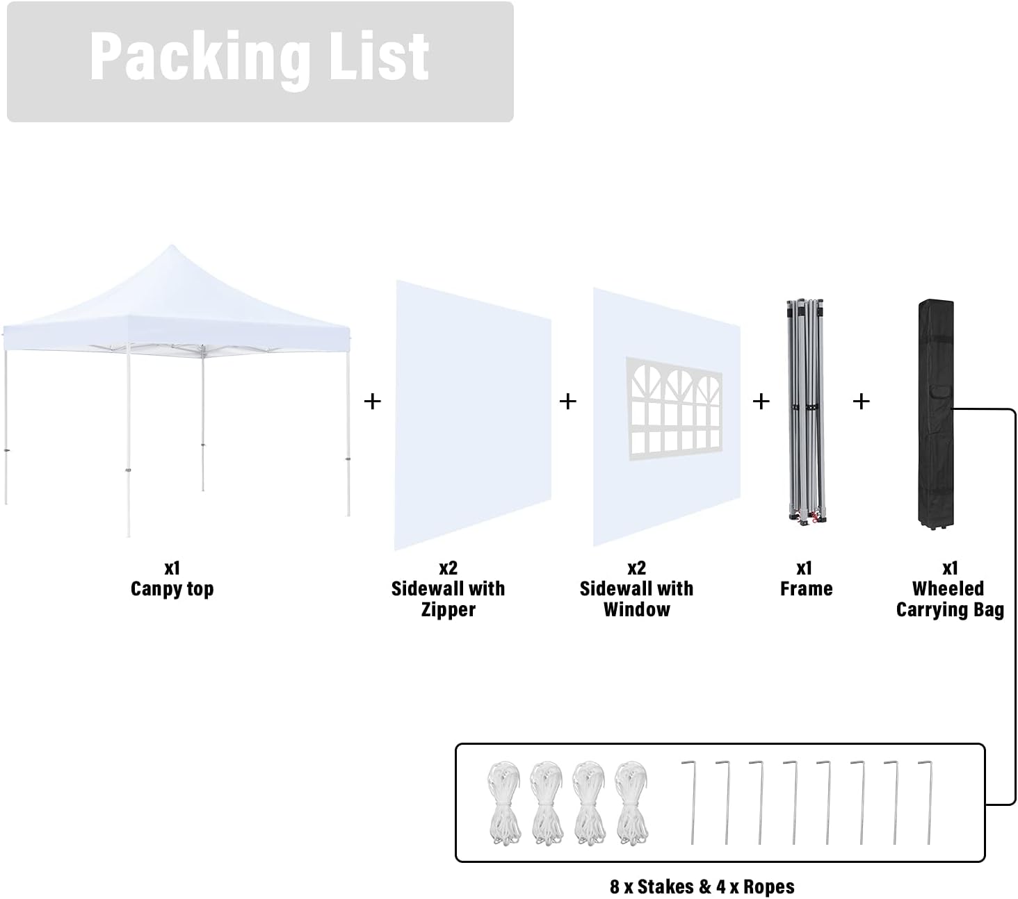 GDY 10x10 Ft Outdoor Pop Up Canopy Tent, Commercial Portable Instant Folding Shelter Gazebos Waterproof Canopies with Carrying Bag, (White)