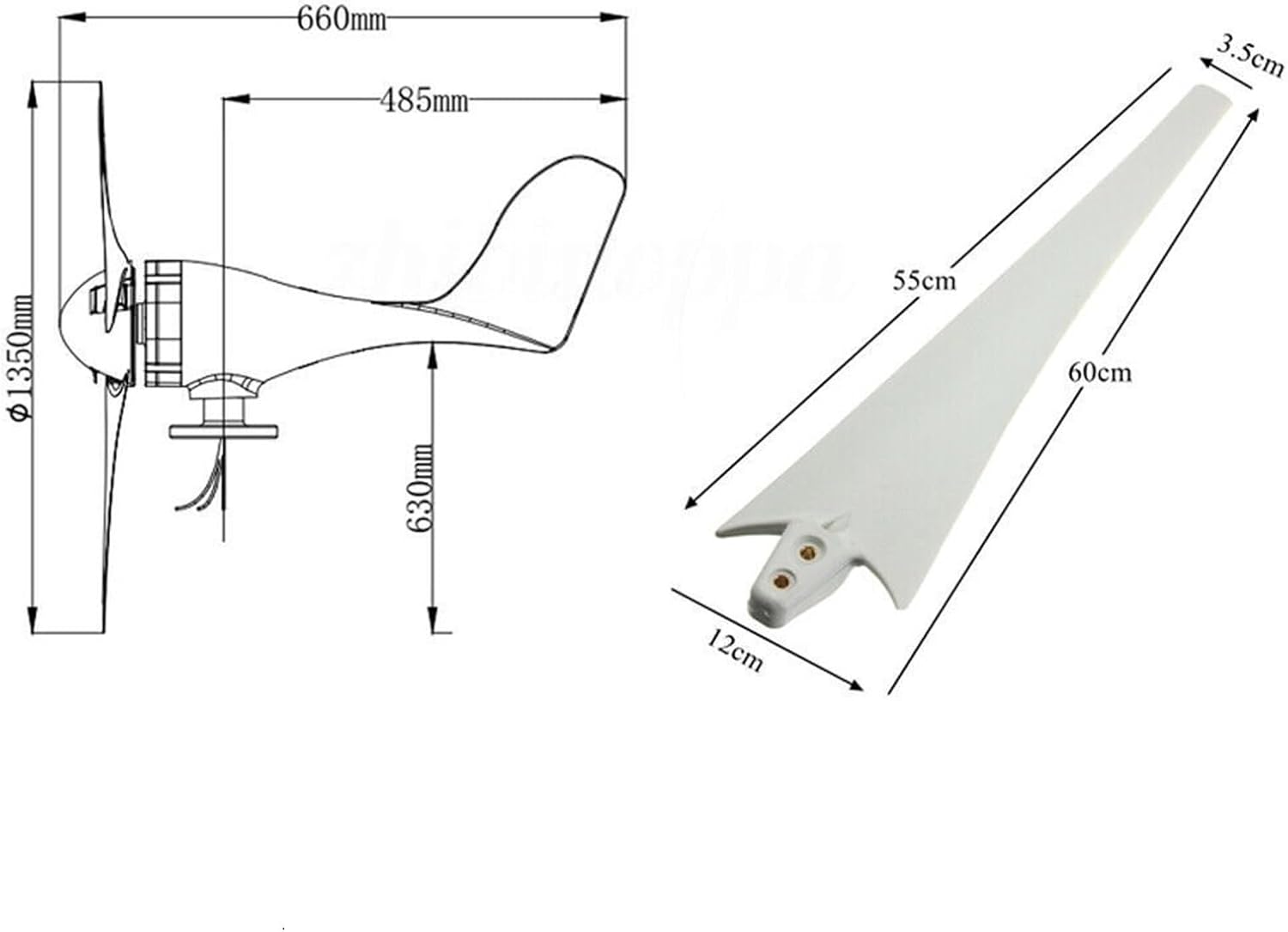 3000W Wind Turbine Generator Kit With Wind And Solar Controller 12V/24V/48V System, Suitable For Home Backup Power, Off-grid Cabin, Street Light, Solar Hybrid System(12V)