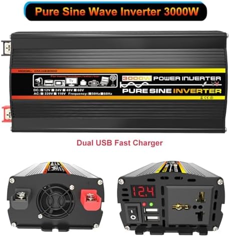 3000W/4000W 12V to 110V/220V Complete Solar Inverter Kit with 50A Controller & 50W Solar Panel - Ideal Home Solar System Generator (800W, 12V-220V)