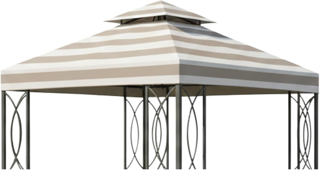 Garden Winds Durable 350 Replacement Canopy Top Compatible with Garden Treasures 8' x 8' Gazebo Models S-582D, S-582DN - Cabana Beige