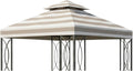 Garden Winds Durable 350 Replacement Canopy Top Compatible with Garden Treasures 8' x 8' Gazebo Models S-582D, S-582DN - Cabana Beige
