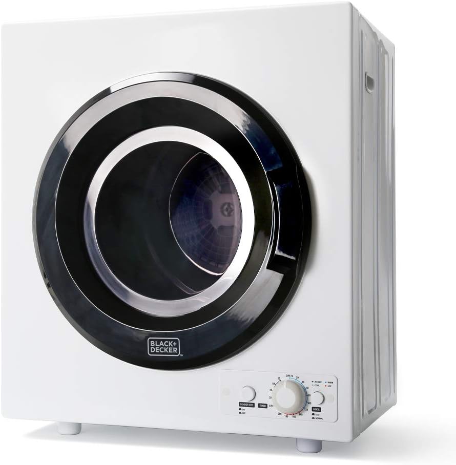 BLACK+DECKER BCED26 Compact Dryer for Standard Wall Outlet, Small, 5 Modes, Load Volume 8.8 lbs., White