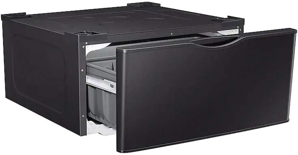 SAMSUNG 27-Inch Washer Dryer Pedestal Stand w/ Pull Out Laundry Storage Drawer, Stainless Steel, WE402NV/A3, Brushed Black