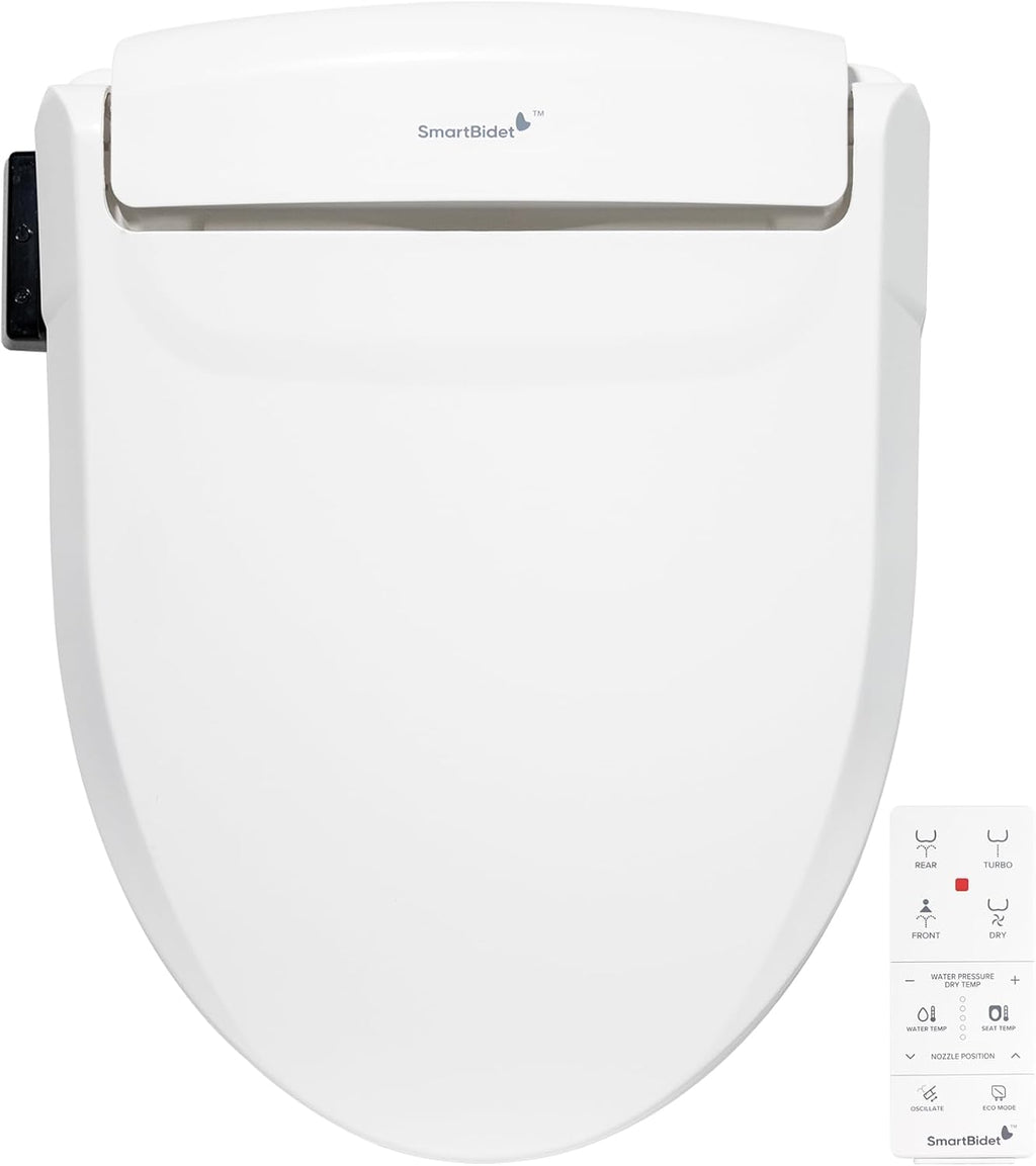 SmartBidet® SB-1000 Smart Bidet Electric Bidet Toilet Seat with Heated Seat, Warm Water, Air Dryer – Remote Control, Elongated