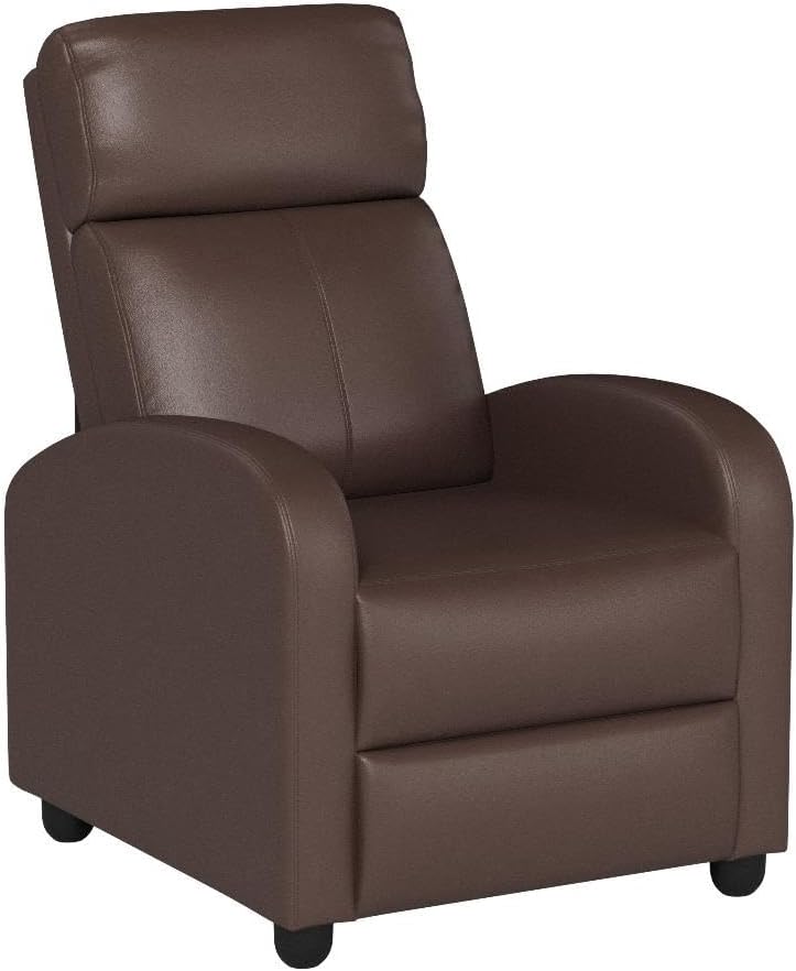 Devoko Massage Recliner Chair Home Theater Seating Pu Leather Modern Living Room Chair Furniture with Padded Cushion Reclining Sofa Chairs (Brown)