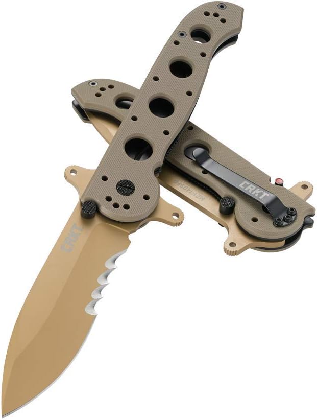 CRKT M21-14DSFG Folding Knife with Liner Lock: 1.4116 Veff Serrations Blade, G10 Handle, Reversible Pocket Clip, M21-14DSFG