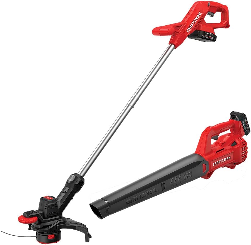 CRAFTSMAN V20 WEEDWACKER String Trimmer & Blower Combo Kit, (2) 1.5 Ah Batteries and Charger Included, 200 CFM/90 MPH Blower (CMCK279C2)