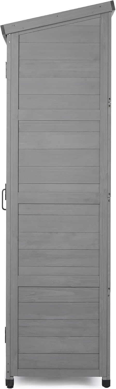 Outdoor Storage Shed Waterproof, Potting Shed with Storage Cabinet and Metal Table Top for Backyard Garden Patio, Outdoor 68 Inches Wood Tall Shed