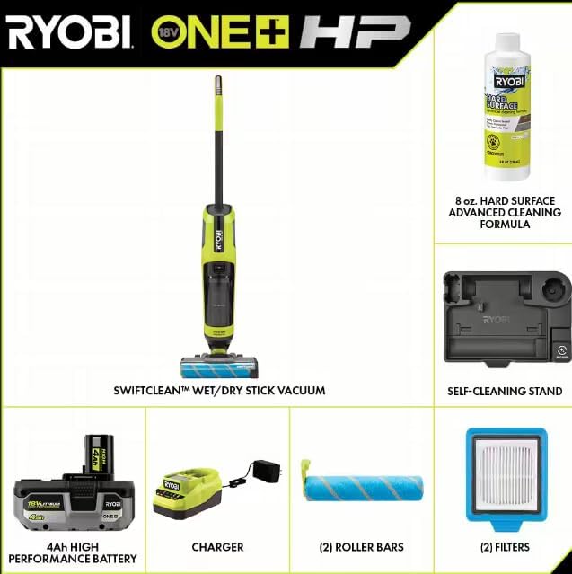 ONEAND HP 18V Cordless SWIFTCLEAN Wet/Dry Stick MOP and Vacuum KIT with 4.0 AH Battery A