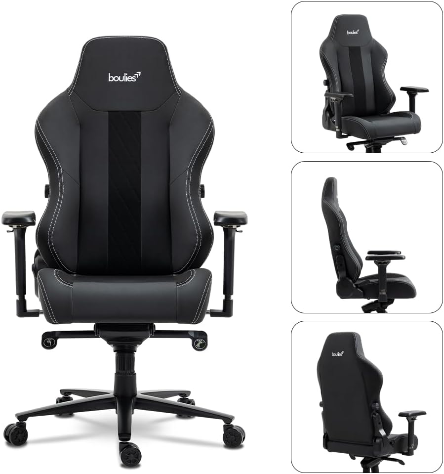 boulies Master Gaming Chair, Ergonomic Office Chair for Adults with 4D Armrests, Comfortable Computer Chair for Home with Adjustable 4-Way Built-in Lumbar Support