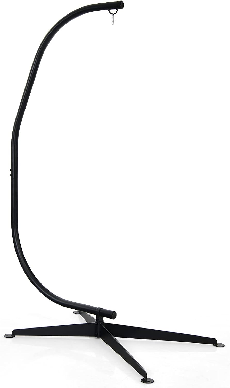 Tangkula Hammock Stand, Steel C Stand for Hanging Chair, Hammock Chair Stand Only with Buckle Hook, Offset Base, 360-Degree Rotation Egg Chair Stand for Indoor Outdoor