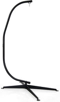 Tangkula Hammock Stand, Steel C Stand for Hanging Chair, Hammock Chair Stand Only with Buckle Hook, Offset Base, 360-Degree Rotation Egg Chair Stand for Indoor Outdoor