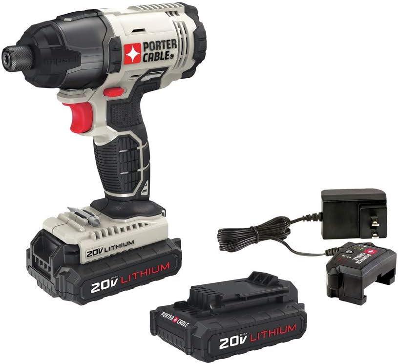 PORTER-CABLE PORTER CABLE 20V MAX* 1/4 in. Cordless Impact Driver Kit, Hex Head, Compact (PCC641LB)
