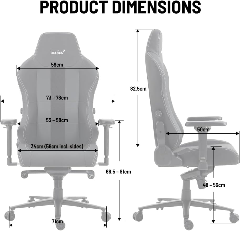 boulies Master Gaming Chair, Ergonomic Office Chair for Adults with 4D Armrests, Comfortable Computer Chair for Home with Adjustable 4-Way Built-in Lumbar Support