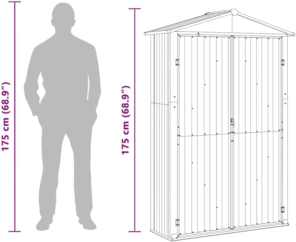vidaXL Garden Shed Brown Galvanized Steel and Plastic